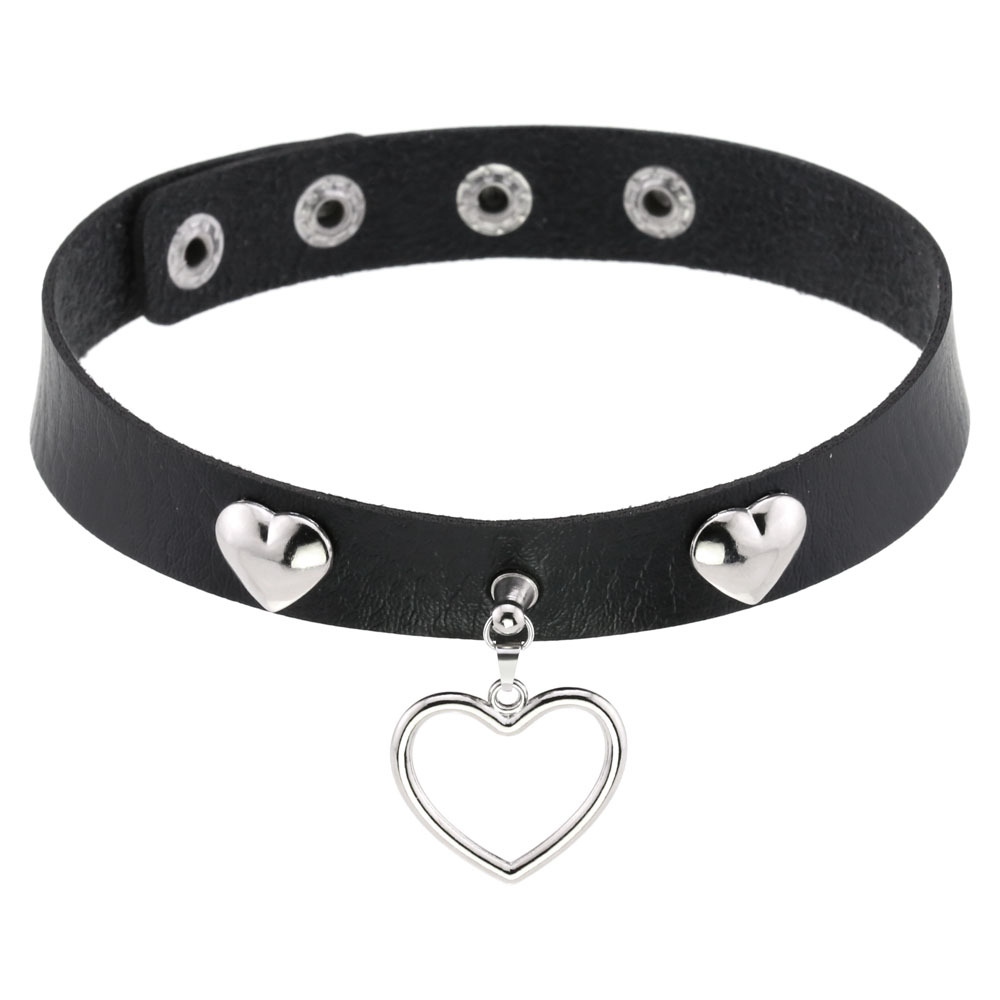 Bullet 69 - Heart and Love Choker - Zwart/Zwart